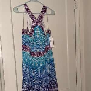NWT wisp petites blue and Purple Patterned Dress size: 12P